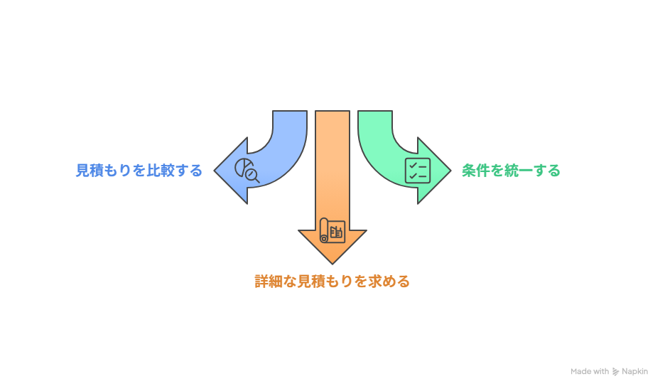 看板の見積り比較図解イラスト