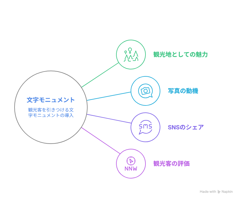 文字モニュメントを導入することでの影響をイラストで図解
